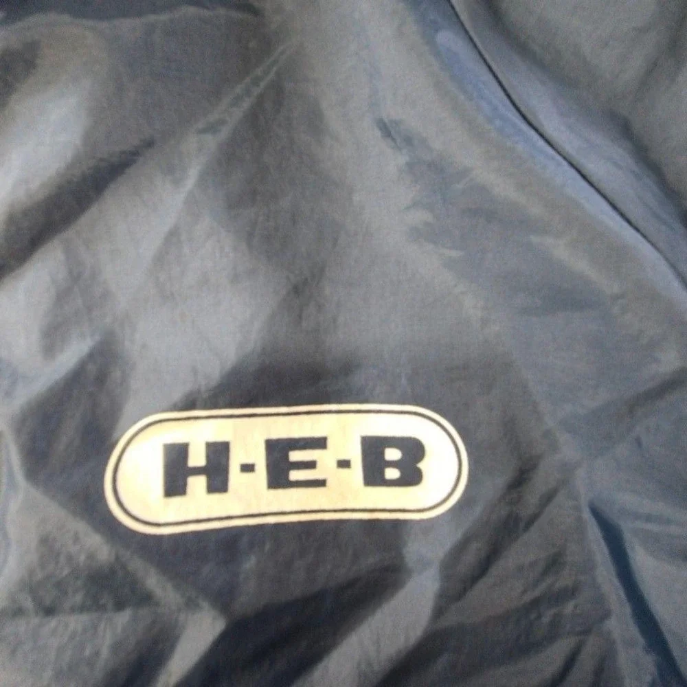 H-E-B Jacket Mens XL Blue Windbreaker Lined Insulated Pockets Collared